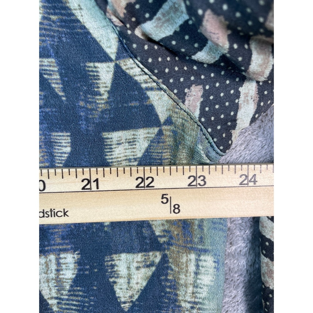 JOHN MARK Mixed Print Button Up Shirt Women L Animal Floral Long Sleeve Roll Tab - Picture 8 of 10